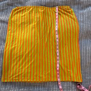 Gudrun Sjoden Pull On Pencil Skirt Orange/Green Striped Sz L
